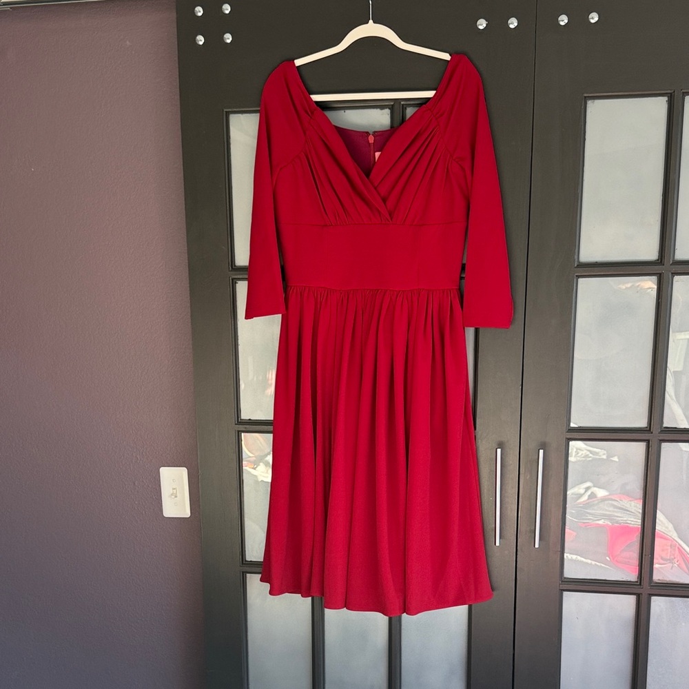 Vixen by Micheline Pitt Red Long Sleeve Dress